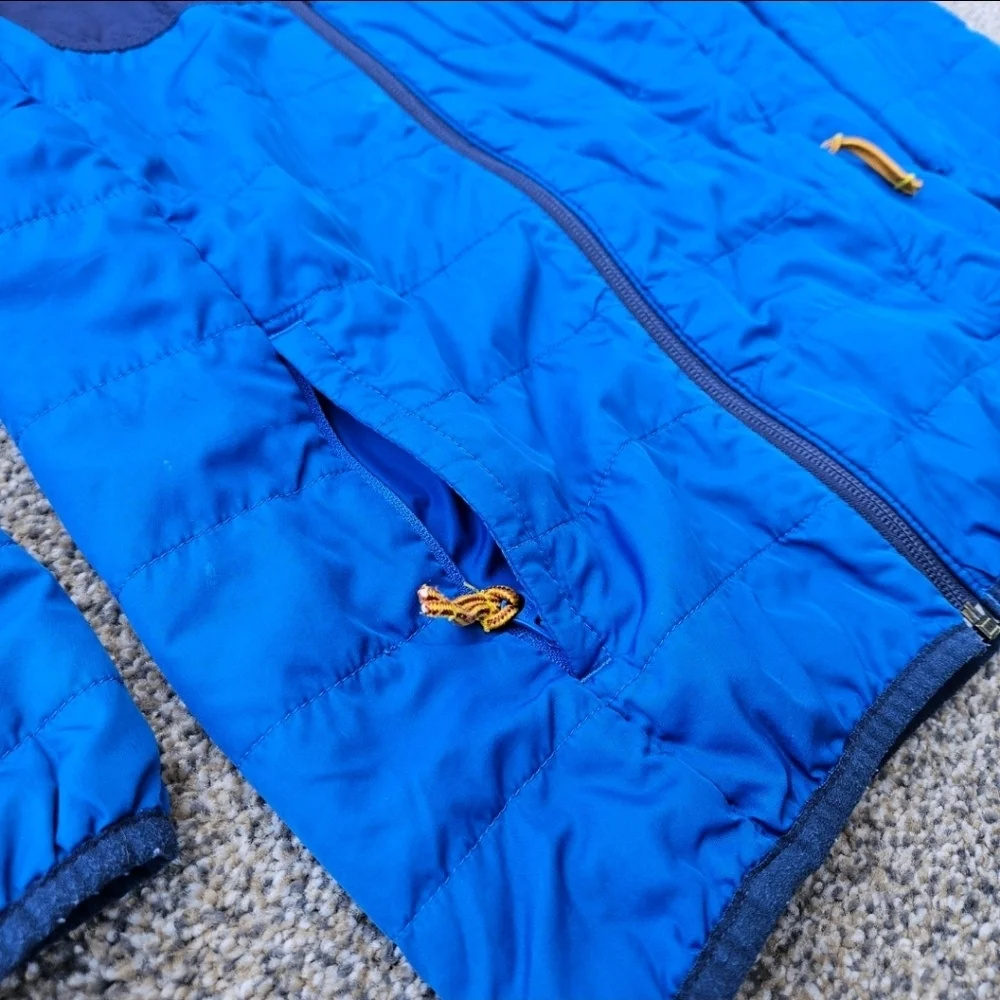 LL Bean Discovery Trail Jacket Synthetic Down Coat Blue Black Zip Up Youth L